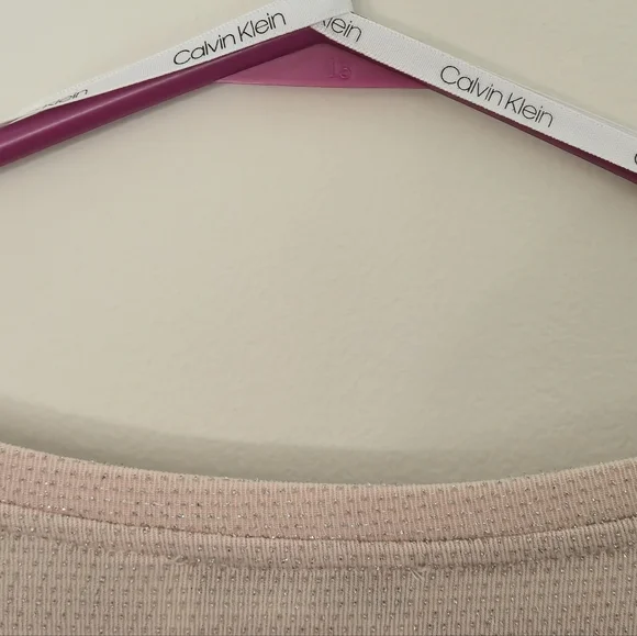 Calvin Klein Pink Silver Glitter Shimmer Asymmetrical Tunic Top XL - Picture 12 of 13
